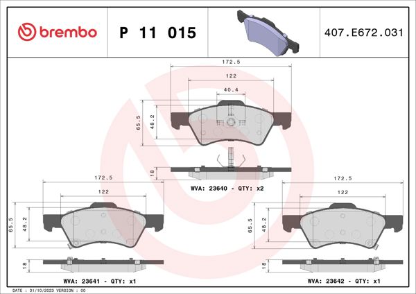 BREMBO P11015 | Fren Balatası Ön Low-Met Chrysler
