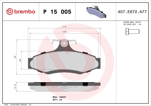 BREMBO P15005 | Fren Balatası Arka Low-Met Chevrolet