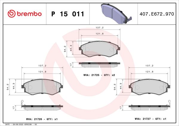 BREMBO P15011 | Fren Balatası Ön Low-Met Ssangyong