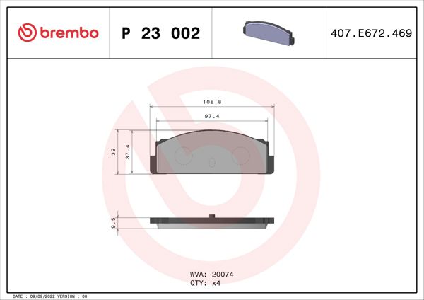 BREMBO P23002 | Fren Balatası Arka Low-Met Fiat