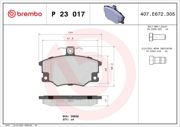BREMBO P23017 | Fren Balatası Ön Low-Met Fiat