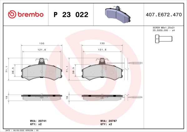 BREMBO P23022 | Fren Balatası Ön Low-Met Alfa Romeo