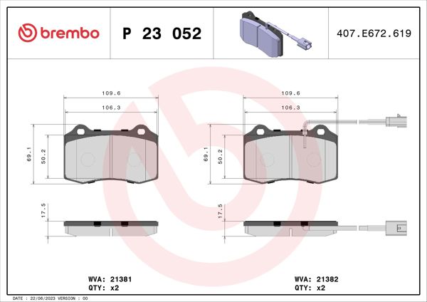 BREMBO P23052 | Fren Balatası Ön Low-Met Lancıa