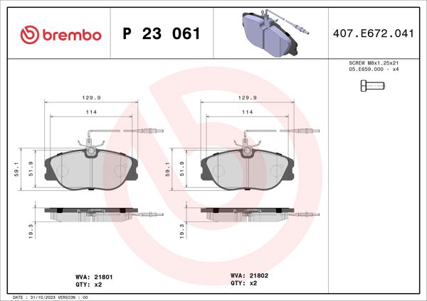 BREMBO P23061 | Fren Balatası Ön Low-Met Peugeot