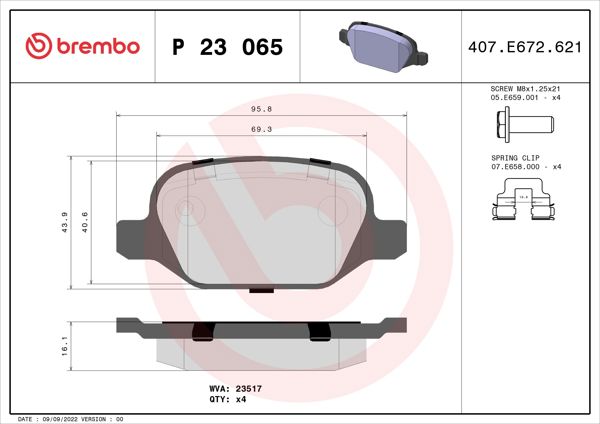 BREMBO P23065 | Fren Balatası Arka Low-Met Alfa Romeo