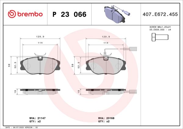 BREMBO P23066 | Fren Balatası Ön Low-Met Alfa Romeo