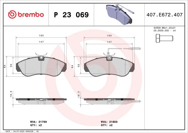 BREMBO P23069 | Fren Balatası Ön Arka Low-Met Peugeot