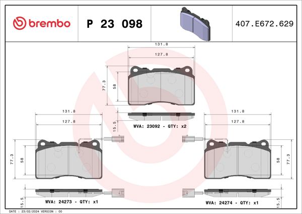 BREMBO P23098 | Fren Balatası Ön Low-Met Alfa Romeo