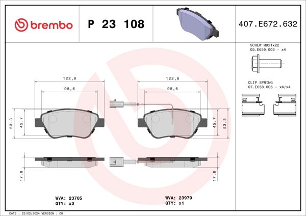 BREMBO P23108 | Fren Balatası Ön Low-Met Fiat