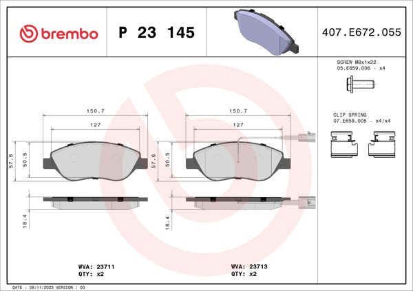 BREMBO P23145 | Fren Balatası Ön Low-Met Alfa Romeo