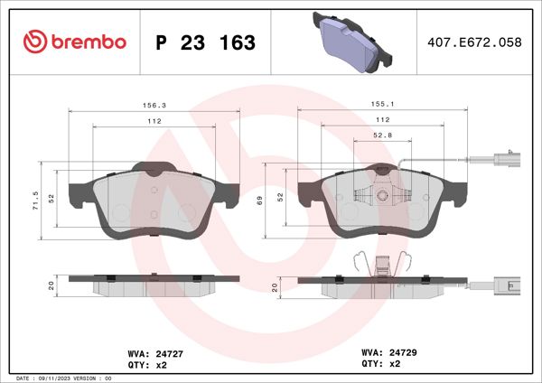 BREMBO P23163 | Fren Balatası Ön Low-Met Opel