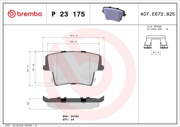 BREMBO P23175 | Fren Balatası Arka Low-Met Chrysler