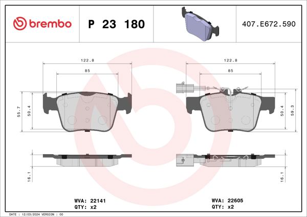 BREMBO P23180 | Fren Balatası Arka Low-Met Alfa Romeo
