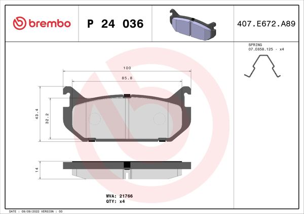 BREMBO P24036 | Fren Balatası Arka Low-Met Ford
