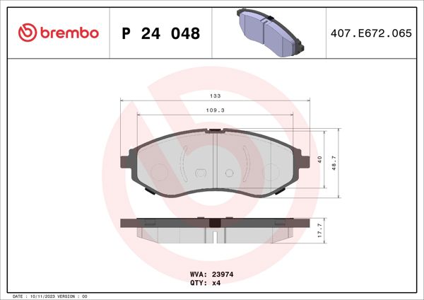 BREMBO P24048 | Fren Balatası Ön (Chevrolet Kalos 02 / 10 / Aveo 05 / 10