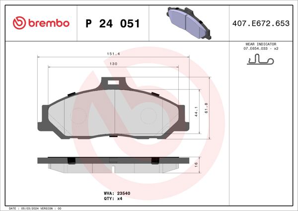 BREMBO P24051 | Fren Balatası Ön Low-Met Ford