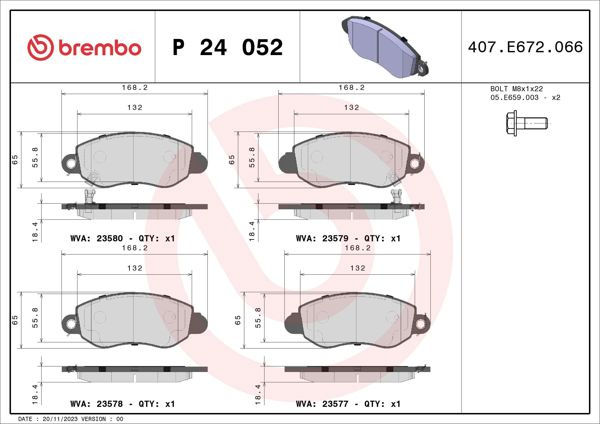 BREMBO P24052 | Fren Balatası Ön Low-Met Ford