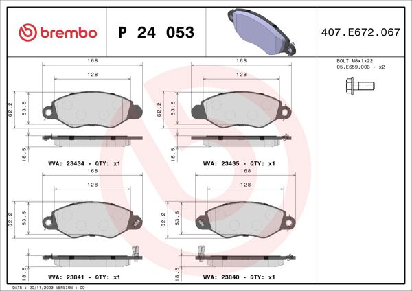 BREMBO P24053 | Fren Balatası Ön Low-Met Ford