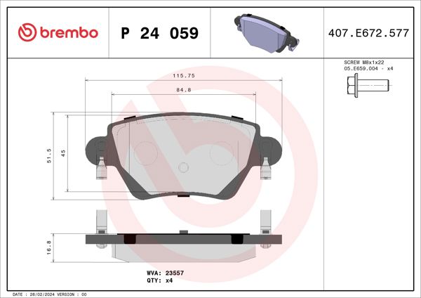BREMBO P24059 | Fren Balatası Arka Low-Met Ford