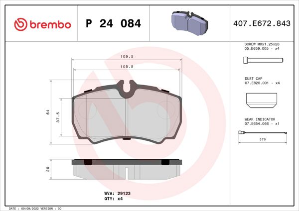 BREMBO P24084 | Fren Balatası Arka Low-Met Ford