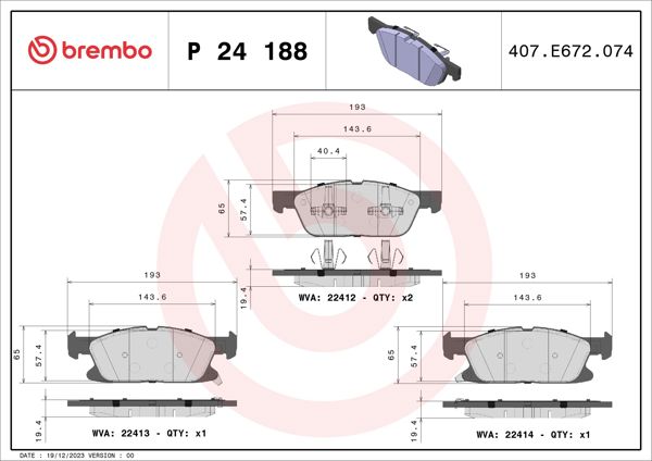 BREMBO P24188 | Fren Balatası Ön Low-Met Ford