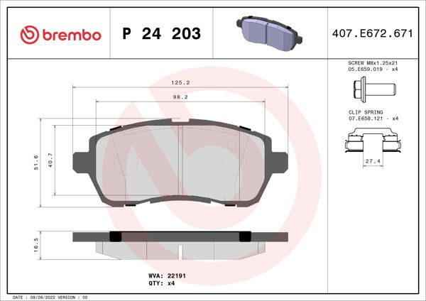 BREMBO P24203 | Fren Balatası Ön Low-Met Ford