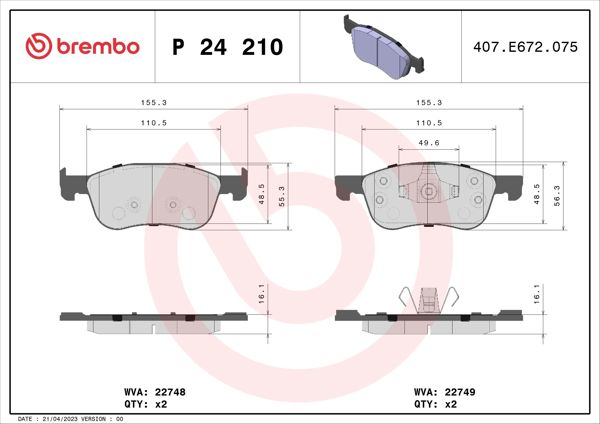 BREMBO P24210 | Fren Balatası Ön Low-Met Ford