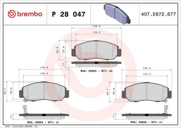 BREMBO P28047 | Fren Balatası Ön Low-Met Honda