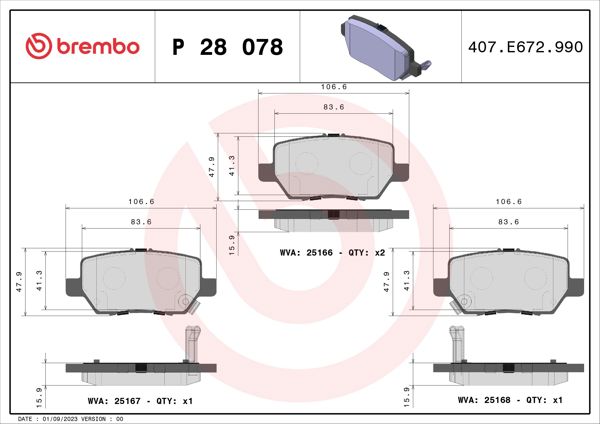 BREMBO P28078 | Fren Balatası Arka Low-Met Honda