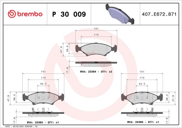 BREMBO P30009 | Fren Balatası Ön Low-Met Kia