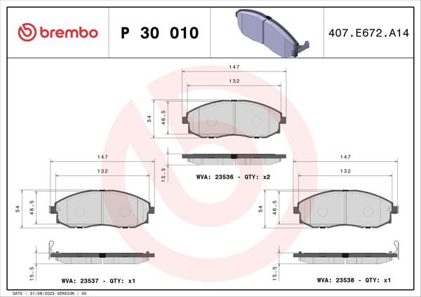 BREMBO P30010 | Fren Balatası Ön Low-Met Hyundai