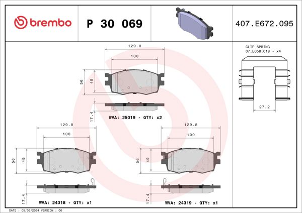 BREMBO P30069 | Fren Balatası Ön Low-Met Hyundai