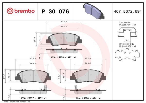 BREMBO P30076 | Fren Balatası Ön Low-Met Hyundai