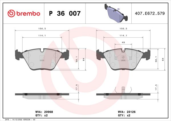 BREMBO P36007 | Fren Balatası Ön Low-Met Jaguar