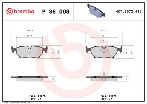 BREMBO P36008 | Fren Balatası Arka Low-Met Jaguar