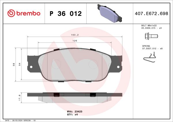 BREMBO P36012 | Fren Balatası Ön Low-Met Ford