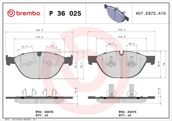 BREMBO P36025 | Fren Balatası Ön Low-Met Jaguar