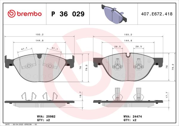 BREMBO P36029 | Fren Balatası Ön Low-Met Jaguar