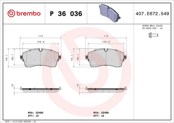 BREMBO P36036 | Fren Balatası Ön Low-Met Jaguar