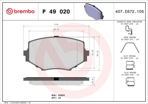 BREMBO P49020 | Fren Balatası Ön Low-Met Mazda
