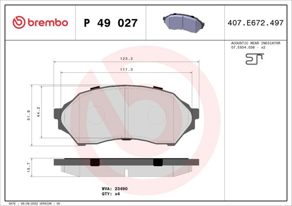 BREMBO P49027 | Fren Balatası Ön Low-Met Ford