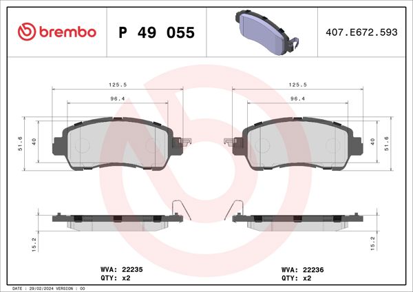 BREMBO P49055 | Fren Balatası Ön Low-Met Toyota