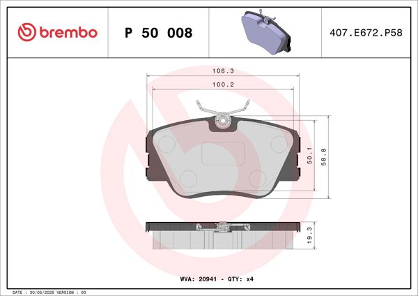 BREMBO P50008 | Fren Balatası Ön (Mercedes W124) 2094102
