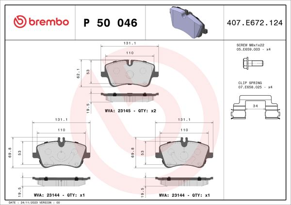 BREMBO P50046 | Fren Balatası (Mercedes W203-W209 On) Low-Met