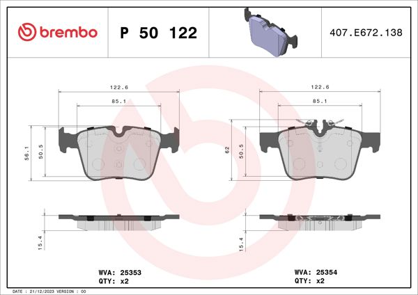 BREMBO P50122 | Fren Balatası (Mercedes W205 Arka)