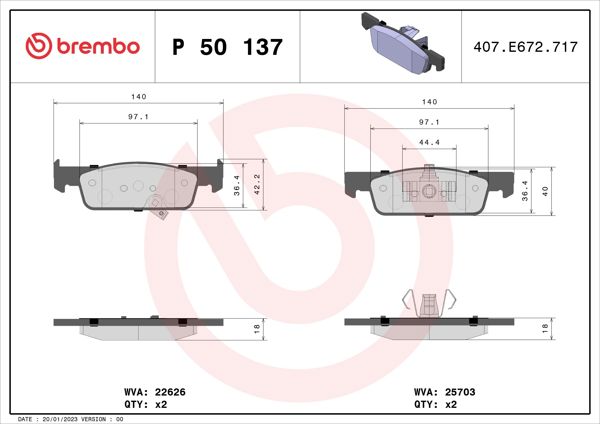 BREMBO P50137 | Fren Balatası Ön Low-Met Smart