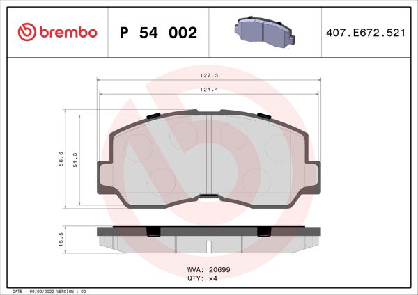 BREMBO P54002 | Fren Balatası Ön Low-Met Toyota