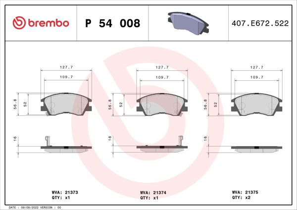BREMBO P54008 | Fren Balatası Ön Low-Met Mitsubishi