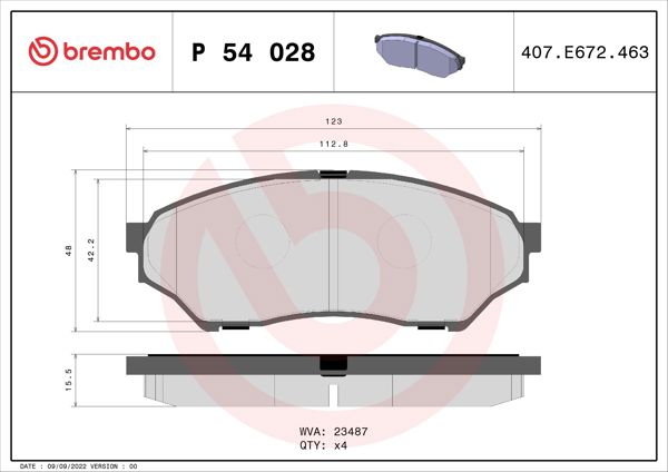 BREMBO P54028 | Fren Balatası Ön Low-Met Mitsubishi