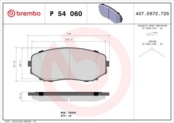 BREMBO P54060 | Fren Balatası Ön Low-Met Mitsubishi
